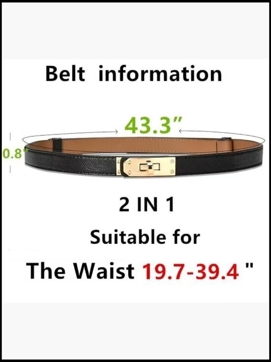 Women\'s Skinny Leather Belt with Turn Lock Buckle, Adjustable for Dresses Jeans main image 4